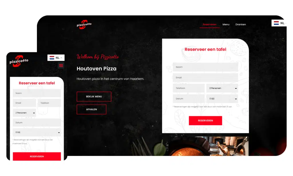Pizza website voorbeeld
