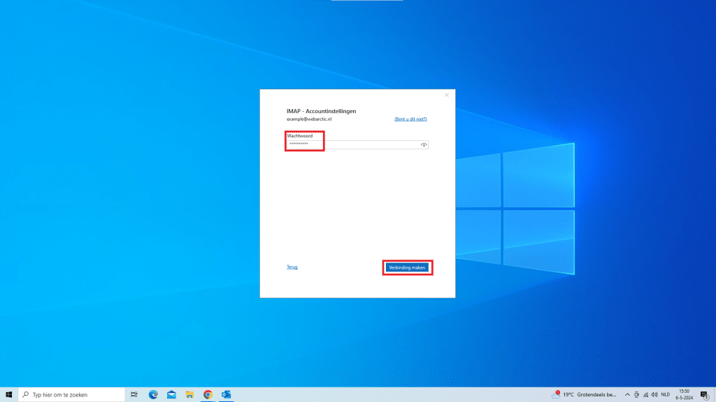 outlook email wachtwoord invoeren